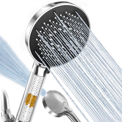 SR SUN RISE High Pressure Filtered Handheld Shower Head 9 Spray（1 filter） - color: Chrome Silver, style: 1.8 Gallon Per Minute+1 Filter