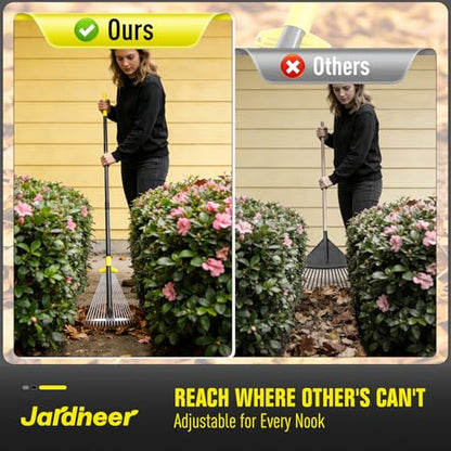 Jardineer Adjustable Leaf Rake, Expandable Lightweight Metal Yard Rakes