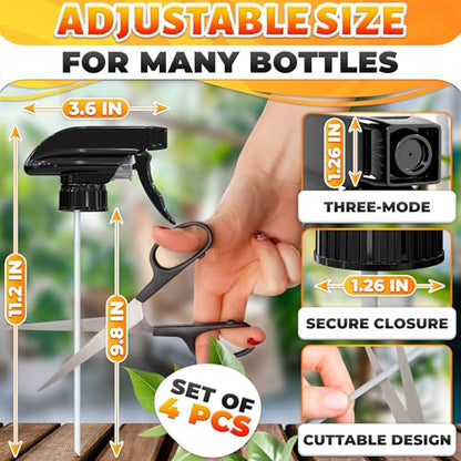 4 Pack Spray Nozzle for Bottles, Trim-to-Fit Tube; Plastic (Black) - color: 4 Pcs Black