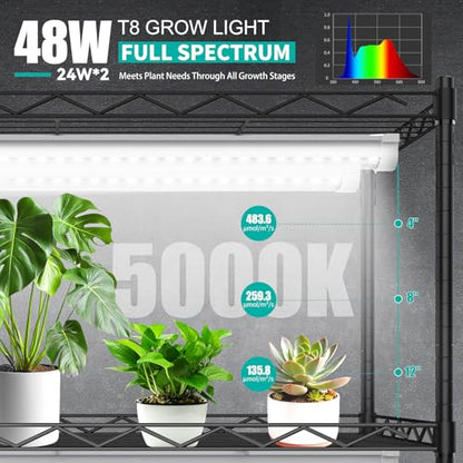 JESLED 2FT Grow Lights, 5000K Full Spectrum Sunlight White, V-Shaped Beam - size: 2FT-2P