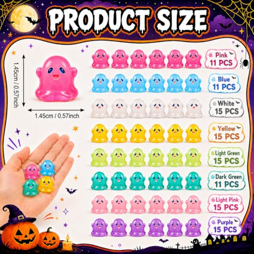 108 Pcs Halloween Luminous Mini Resin Ghost Figurines - color: Halloween-108pc