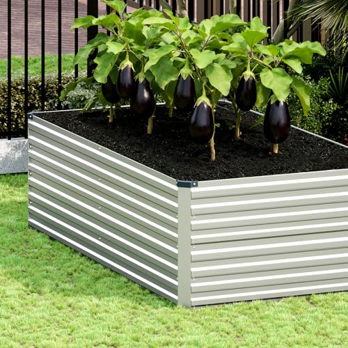 Vengarus 6x3x2ft Galvanized Raised Garden Bed,Metal Raised Beds Kit Silver - color: Silver, size: 6x3x2 ft