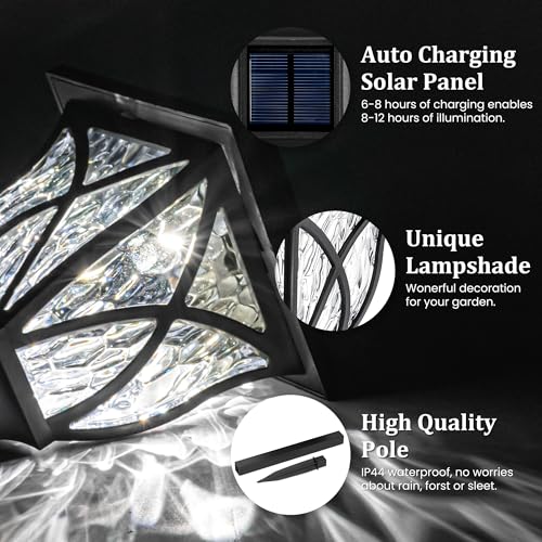 GIGALUMI 8 Pack Solar Lights Outdoor Waterproof, LED Solar Garden Lights - color: Cold White, size: 8 Pack