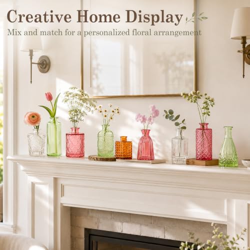 TBWIND 24pcs Colorful Glass Bud Vases Set - color: Multicoloured-24pcs, size: 24Pcs