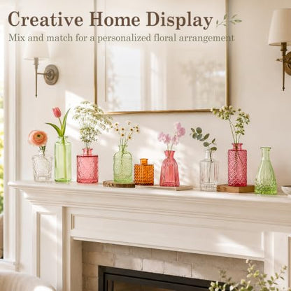 TBWIND 24pcs Colorful Glass Bud Vases Set - color: Multicoloured-24pcs, size: 24Pcs