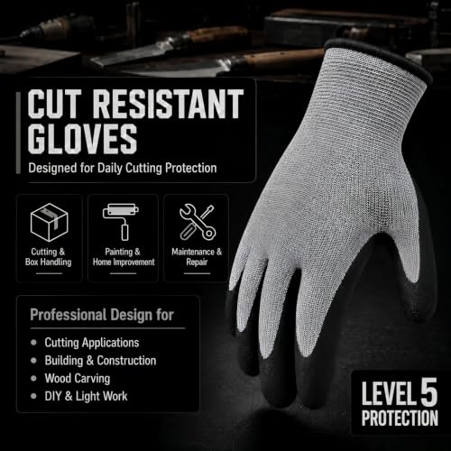 Level 5 Cut Resistant Work Gloves, Sandy Nitrile Grip, 1 Pair - color: X-large(black)