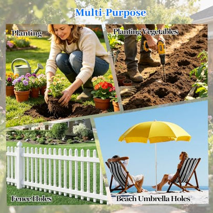 Planting Auger Drill Bit with Extension, 3/8" Hex Drive Garden Hole Digger