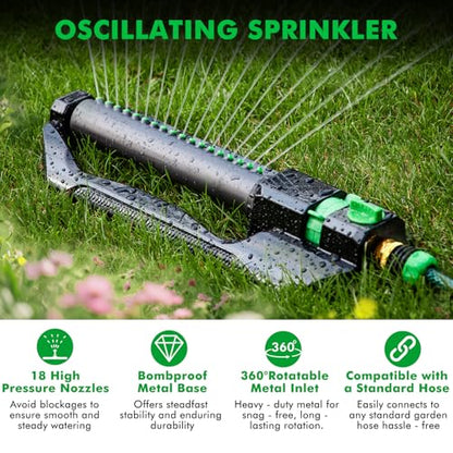 RESTMO Oscillating Sprinkler with Metal Base, Lawn Sprinklers for Yard - size: 1 Pack