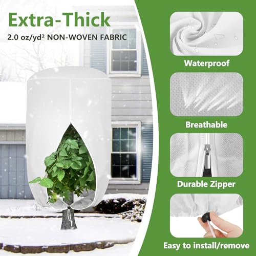 2 Pack Rounded Top Plant Covers Freeze Protection, 40"X47" Winter, White - size: White-40x47in-2PCS