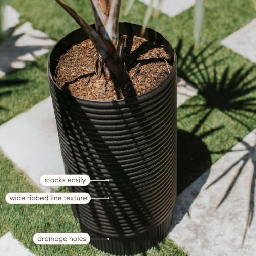 Veradek Mod Series Extra Tall Planter - Tall Outdoor Planter with Shelf - color: Black, size: 29 inch