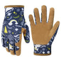 HANDLANDY Kids Leather Gardening Gloves, Kid Work Gloves, Blue, L - color: Blue (1 Pair), size: Large (Age 8-9)