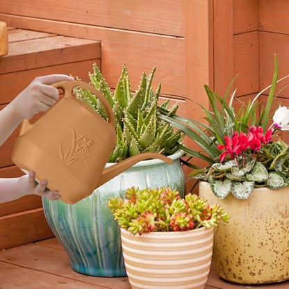 Plastic Watering Can - for Indoor and Outdoor Home Garden Plants - with Long Spout - Copper Color - 1/2 Gallon