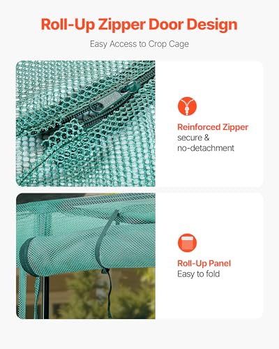 VEVOR Crop Cage, 11.6 x 3.9 x 6.3 ft Plant Protection Tent with Zippered Door, Wind-Resistant Tall Crop Cage, Easy to Install, Outdoor Raised Bed Cover, Tomato Plant Netting for Garden Patio Lawn - style: 11.6 x 3.9 x 6.3Ft-Square
