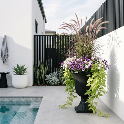 Worth 22'' Tall Urn Planters for Outdoor Plants Set of 2, Large Flower Pots - color: Black