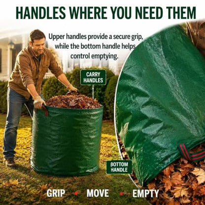 150 Gallon Oversized Reusable Yard Waste Bags, Leaf Bags for Lawn Cleanup