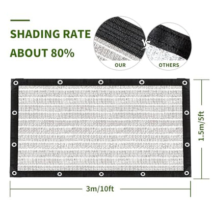 80% Silver Shade Cloth for Garden,Pergola,Greenhouse,Chicken Coop,Kennels,Shade Cloth with Grommets,Simple Hanging Covers - size: 5ft×10ft