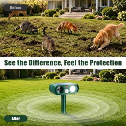 2026 Upgraded Ultrasonic Solar Animal Repellent Outdoor-4 Pack