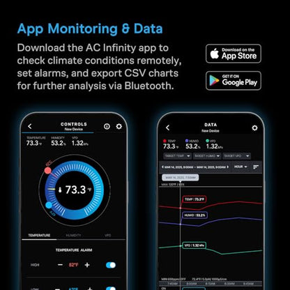 AC Infinity Temperature Humidity VPD Smart Hygrometer A2 w/ Bluetooth App - style: Integrated Sensor, Compact