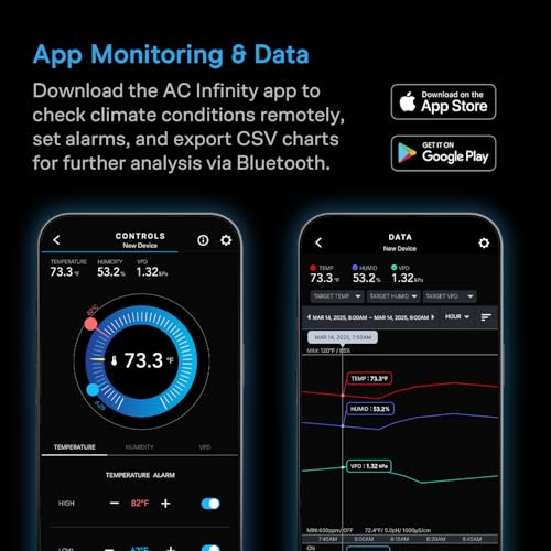 AC Infinity Temperature Humidity VPD Smart Hygrometer A1 w/ Bluetooth App - style: Ranged Sensor, Compact