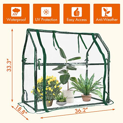 Gardzen Mini Greenhouse 36.2”(L) x18.9”(W) x33.3”(H) - size: 36”(L) x18”(W) x33”(H)