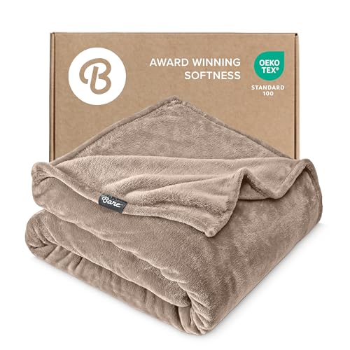 Bare Home Fleece Blanket Luxury Microplush (Full/Queen, Taupe) - color: 23 - Taupe, size: Full/Queen