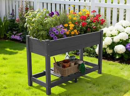 SERWALL Raised Garden Bed with Legs-Gray - color: Gray, size: 1 pack
