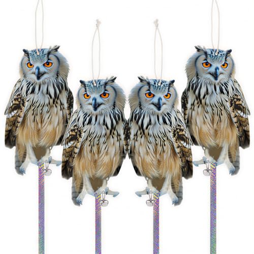 4PCS Flat Fake Owl to Keep Pigeon Away from Balcony - color: Grey Owl 4pcs