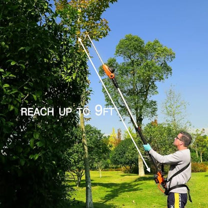GARCARE 20V Cordless Pole Hedge Trimmer with 18" Dual Action Blades