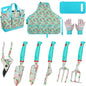Garden Tools 10 Pack Floral Pattern Garden Tool Set with Tote Bag, Rust-Proof Aluminum Gardening Tools Set, Heavy Duty Gardening Kit Gardening Gifts for Women for Mom Birthday Housewarming Gift