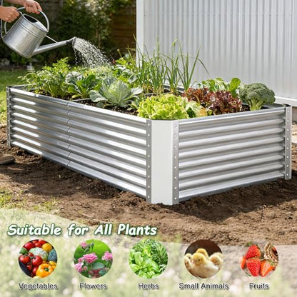 6x3x2ft Raised Garden Bed, Deep Root Planter Box, Silver,1 Pack - size: 6x3x2FT
