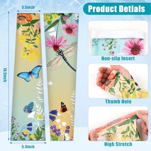 Gardening Sleeves for Women UV Sun Protection with Thumb Hole Anti-Scratch - color: Gradient Yellow Green