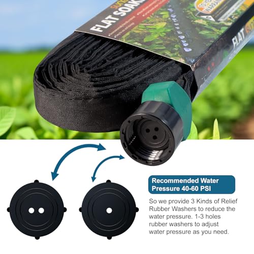 4-Pack Flat Soaker Hose 25FT for Garden Beds Linkable - size: 25FT 4Pack