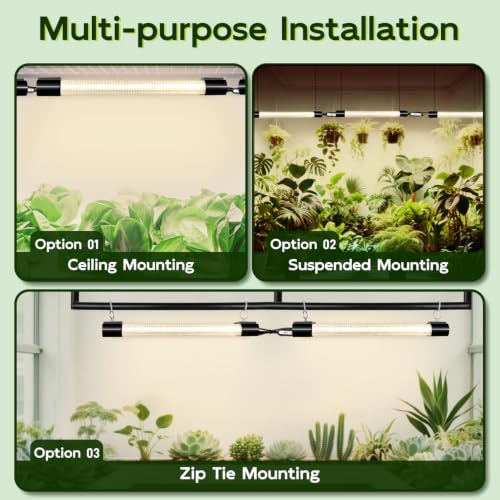 Hlite LED Grow Light 16 inch, Hanging Full Spectrum Linkable 2 Pack - color: Yellow, size: 16 inch-2 Pack&Timer