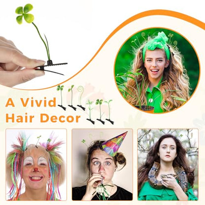 30 Pcs Bean Sprout Hair Clips Plant Styles,Greenery - style: Greenery