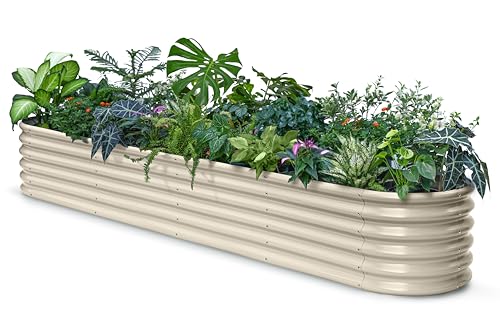 10x2x1.5ft Galvanized Raised Garden Bed, 18" Tall Metal Planter Box - color: Beige, size: 10x2x1.5ft
