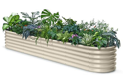 10x2x1.5ft Galvanized Raised Garden Bed, 18" Tall Metal Planter Box - color: Beige, size: 10x2x1.5ft