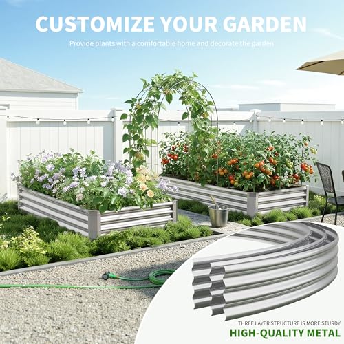 Galvanized Raised Garden Bed,Outdoor Planter Box Metal Patio Kit Planting Bed for Vegetables Flowers Herb (Galvanized, 6x3x1ft-2p) - size: 6x3x1ft-2p