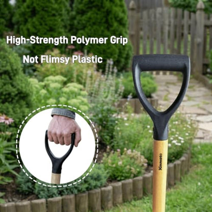 Heavy Duty Round Point Garden Shovel for Digging, 41 Inch D-Shaped Handle