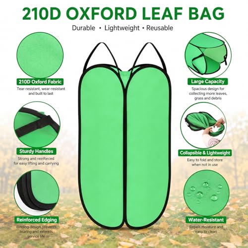 2 Pcs Leaf Bag Chute, Reusable Pop Up Leaf Bag Chute for Easy Leaves Cleanup, No Bending Required, Foldable Leaf Bag Holder for Lawn Yard Gardening Camping Parties