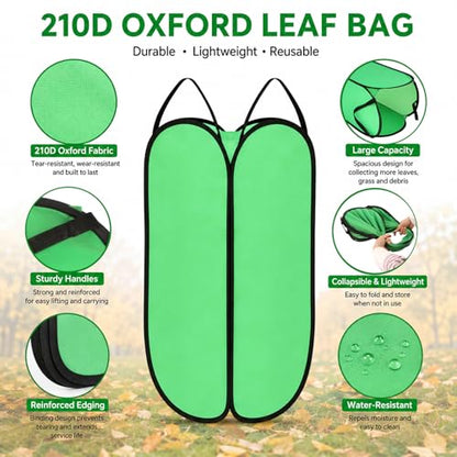 2 Pcs Leaf Bag Chute, Reusable Pop Up Leaf Bag Chute for Easy Leaves Cleanup, No Bending Required, Foldable Leaf Bag Holder for Lawn Yard Gardening Camping Parties