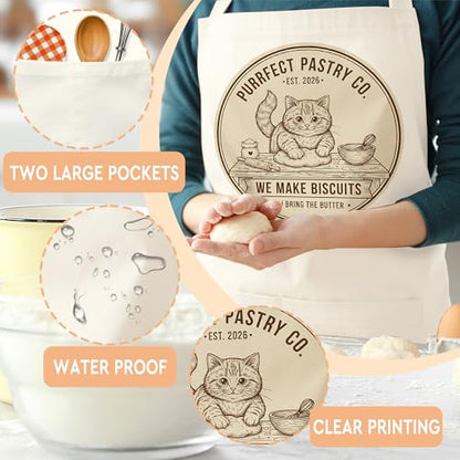 Sourdough Apron Gifts for Bakers, Adjustable Apron, Gifts for Bread Bakers, Perfect for Baking Cooking - color: Funny Cat-1