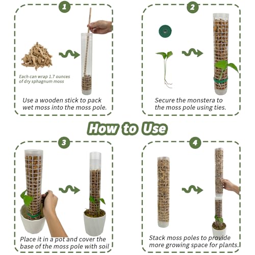 2pcs 18.8" Self-Watering Moss Pole Plastic, Monstera Dripper - size: 2PACK-Lagre
