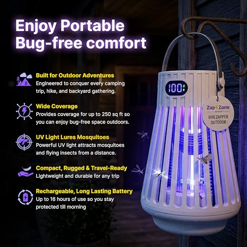 Zap Zone Defender Bug Zapper Outdoor Indoor Rechargeable Mosquito Zapper