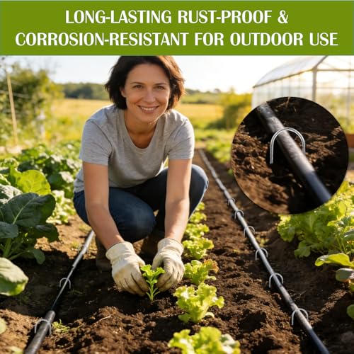 Whonline 22 Pack Landscape Staples, 6 Inch Round-top Garden Stakes - color: 6 Inch/Round Top-22 Pcs