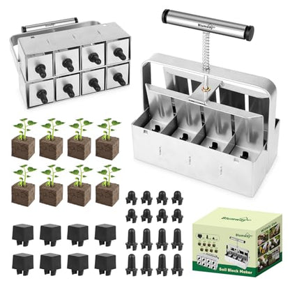 BlumWay Soil Blocker, 8 Cell 2 inch Soil Block Maker for Seed Starting