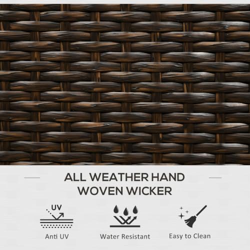 Outsunny 113 Gallon Deck Box Rattan Outdoor Storage Box Brown