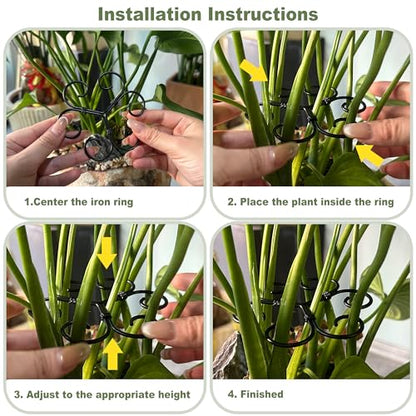 4PCS Metal Heart Stakes for Indoor Plants, 4.1 * 3.7 in Stackable Monstera Stem Support Hook for Growth, Stabilizer for Leaves & Adjustable Clamp Set Accessories for Climbing Plants (Heat) - style: C 4.1 * 3.7 in