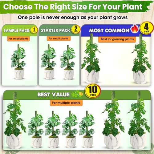 DUSPRO 1 Pack 22" Pre-Made Green Stackable Mesh Moss Pole for Plants - color: 1pc Green