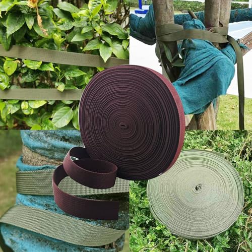 1 Roll 65.6 Feet Tree Tie for Plant Support Garden Strap 1 Inch Width Staking and Guying Material 1,800 Lbs Strength (Coffee) - color: Coffee