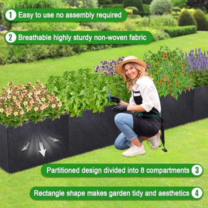 POILKMNI 16x2x1ft Fabric Raised Garden Bed - size: 16x2x1ft Rectangular